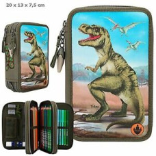 Dino World Triple Pencil Case Led T-Rex